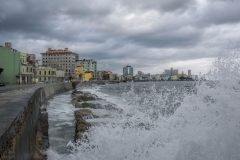 Rough seas slam against the seawall along Havana, Cuba's Malecon