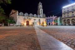 Plaza de San Francisco in Old Havana, Cuba at night