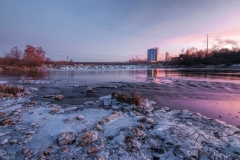Sunrise over the White River in Indianapolis, Indiana | Image By Indiana Architectural Photographer Jason Humbracht